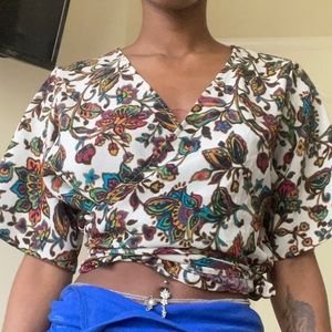 WORN floral pattern wrap top